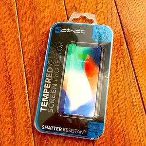 NWT iPhone XS/X tempered glass screen protector. Shatter resistant